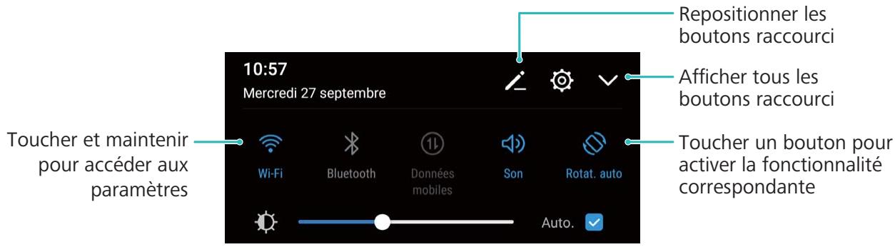 HONOR 9 Lite - Utiliser des boutons raccourci pour activer rapidement les fonctionnalités fréquement utilisées - 1