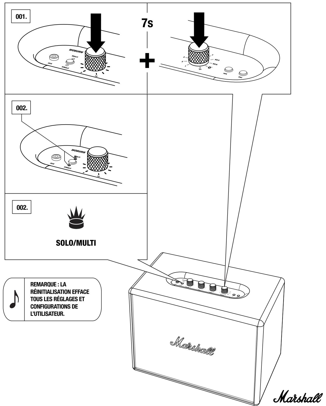 MARSHALL WOBURN MLTROOM CREAM - POUR RÉINITIALISER L'ENCEINTE À SON ÉTAT DE SORTIE D'USINE : - 1