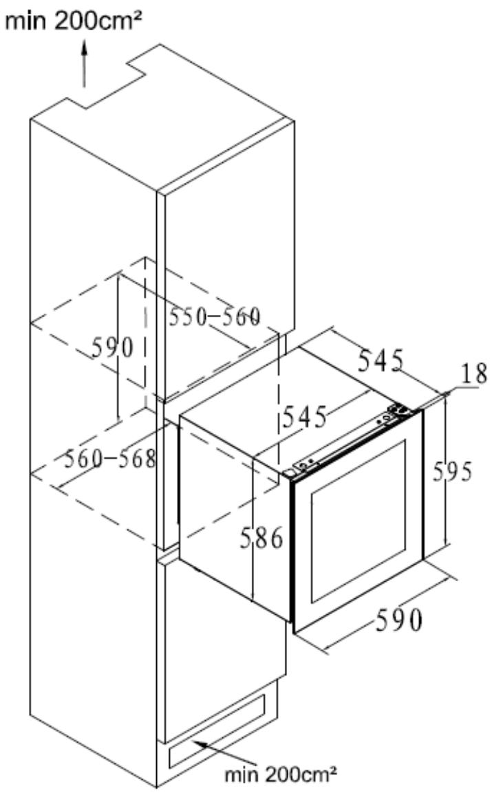DE DIETRICH DIW36DFB - Présentation d'encastrement dans l'armoire - 1