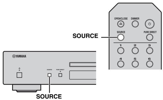 YAMAHA CD-N301 - Appuyez plusieurs fois sur SOURCE pour. permuter la SOURCE audio sur « CD - 1