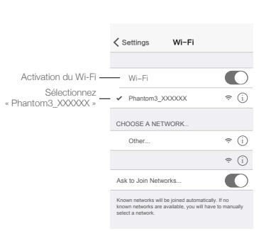 DII PHANTOM 3 4K - Connexion à la liaison descendante vidéo wi-fi : - 1