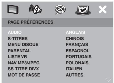 YAMAHA E-810 - Étape 5: spécifiez les langues des dialogues, des sous-titres et du menu du disque - 2