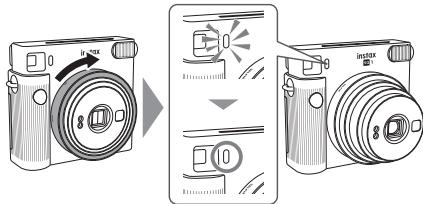 FUJIFILM INSTAX SQ1 TERRACOTTA ORANGE - Mettez l'appareil photo sous tension en tournant la bague de l'objet sur on. - 1
