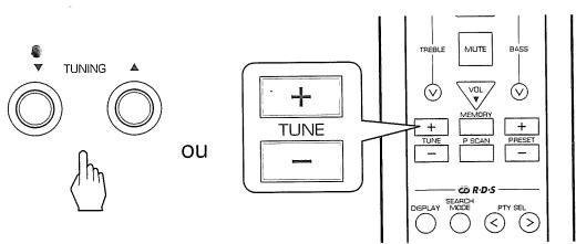 SHERWOOD RX772 - Appuyer sur les boutons syntonisation plus / moins(▲/▼, +/-) pendant plus de 0,5 seconde. - 1