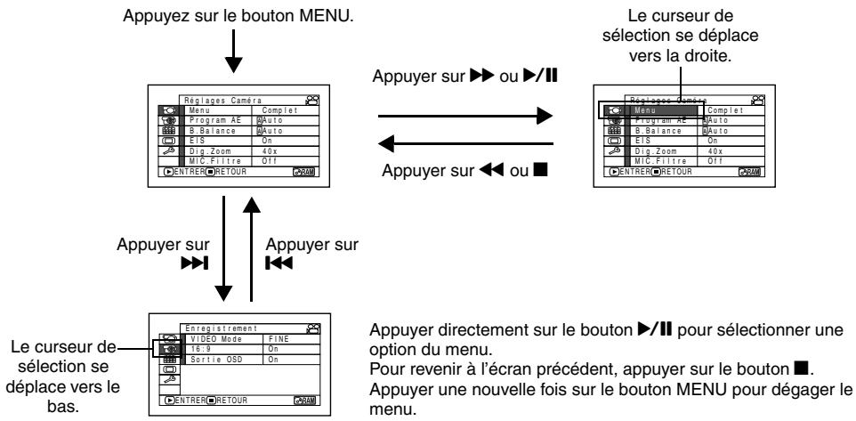 HITACHI DZ-BX35E - Utilisation du menu - 2