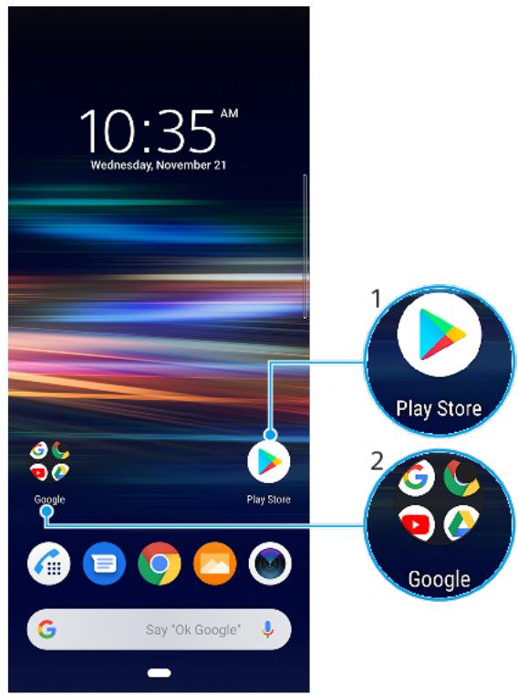 SONY Xperia 10+ - Présentation des raccourcis et dossiers - 1