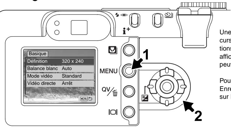 MINOLTA DiMAGE F200 - Navigation dans le menu vidéo - 5