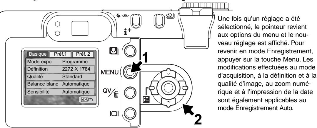 MINOLTA DiMAGE F200 - Navigation dans le menu du mode enregistrement multifonction - 6