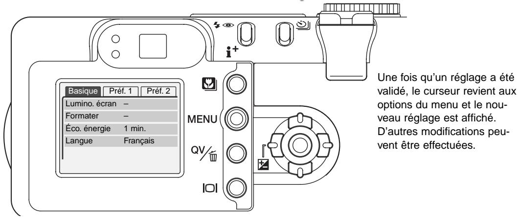 MINOLTA DiMAGE F200 - Navigation dans le menu du mode réglages - 6