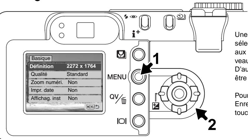 MINOLTA DiMAGE F200 - Navigation dans le menu du mode enregistrement multifonction - 5