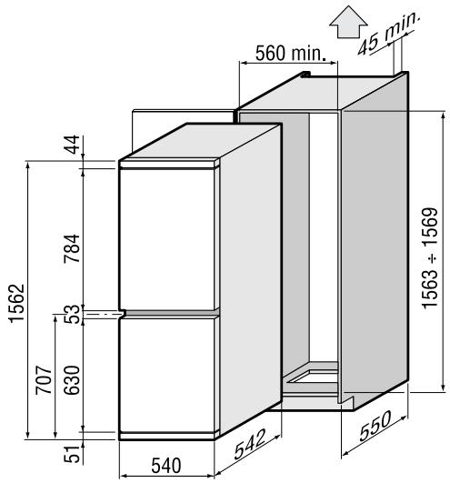 SAUTER DUB 31 - Positionnement de l'appareil dans l'élément de cuisine - 2