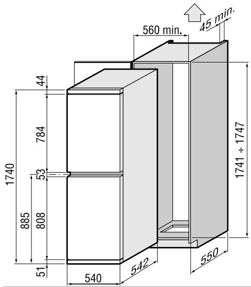 SAUTER DUB 31 - Positionnement de l'appareil dans l'élément de cuisine - 4