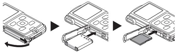 SANYO VPC-PD1EXR - Installation du bloc-pile et de la carte - 1