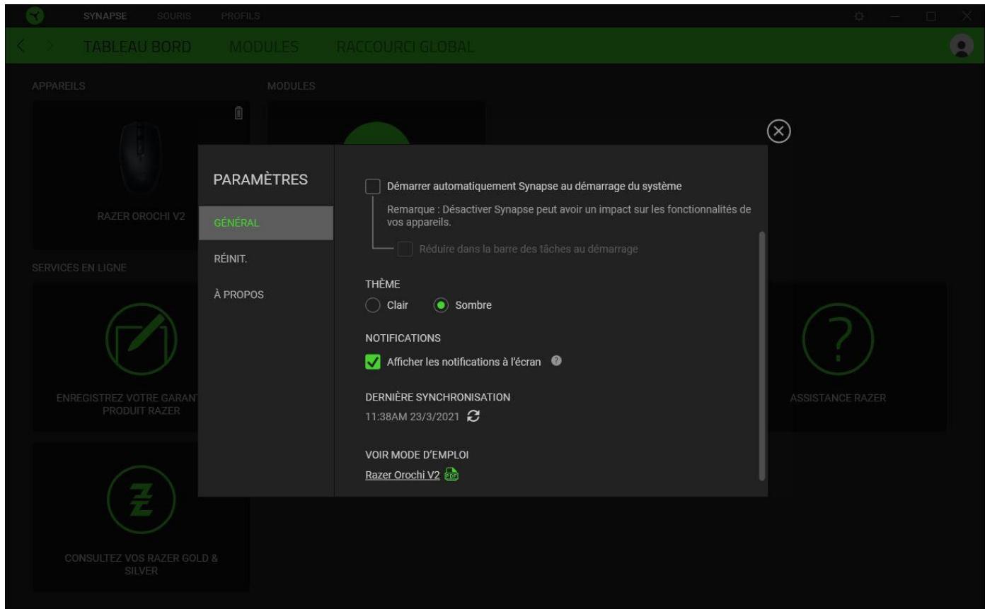 RAZER Orochi V2 - Paramètres fenêtr - 1