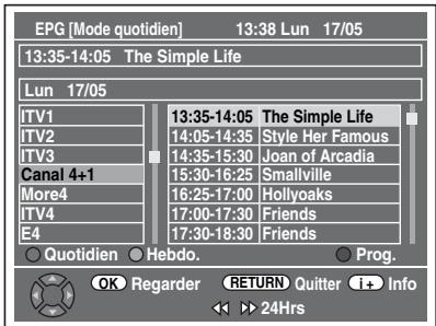 TOSHIBA RD-XV50KF - Pendant l'affichage d'un programme DVB, appuyez sur [GUIDE]. - 1