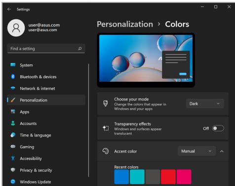 ASUS TP3402VA - Valitse Colors (värit) -valilehti nahdäksesi vaihtoehdot. - 2