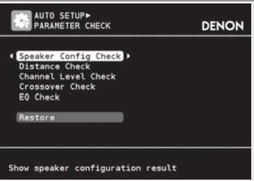DENON AVR 3311 - Vérifiez les résultats de mesure audyssey auto setup (parameter check) - 1