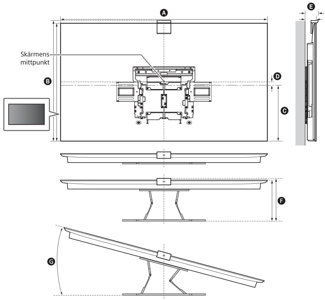 SONY LCDXR-65A80L - Mätt for montering av vaggfaste på vöggen - 1