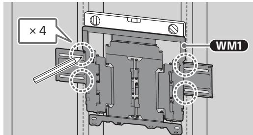 SONY LCDXR-65A80L - Luruskan WM1 dengan dinding dan buat empat tanda yang lurus dengan baut tanam. - 1