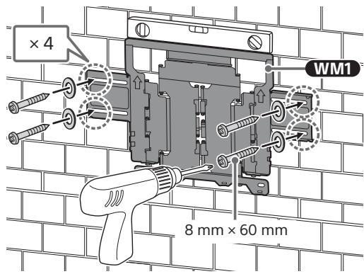 SONY LCDXR-65A80L - Installare WM1 sulla parete utilizzato le viti (non in dotazione) e le rondelle (non in dotazione) appropriate. - 1
