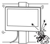 SONY LCDXR-65A80L - Jangan memasang   Braket Penyangga   Dinding pada permukaan   dinding yang akan   membuat sudah敢于 atau   pinggiran TV menonjol   keluar dari permukaan   dinding. - 1