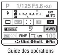 SONY DSLRA850 - Sélection des fonctions dans l'écran navigation directe - 2