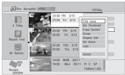 PIONEER DVR 440 HK - Sélectionnez 'edit' > 'title name' sur le menu des commandes. - 1