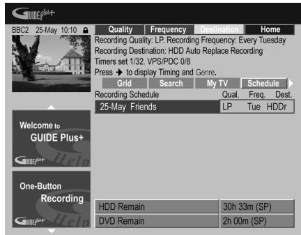 PIONEER DVR 440 HK - Appuyez sur la touche d'action JAUNE (support) pour sélectionner la destination de l'enregistrement. - 1