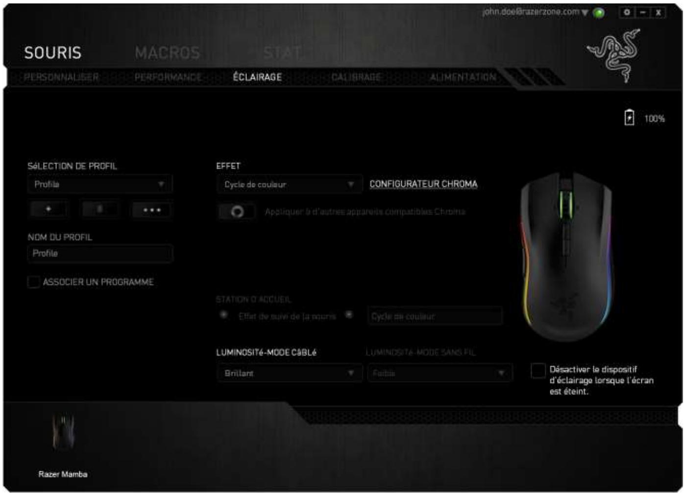 RAZER mAMBA CHROMA - Onglet eclairage - 1