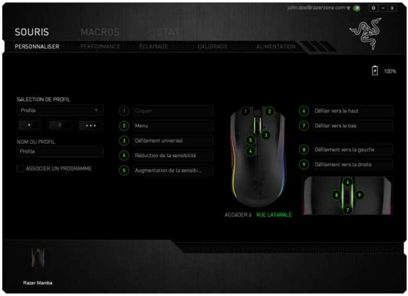 RAZER mAMBA CHROMA - Onglet personnalisation - 1