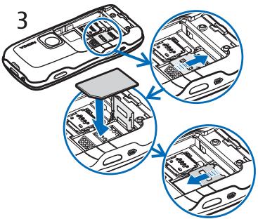 NOKIA 5500 - Insert a SIM card, microSD card and battery - 4