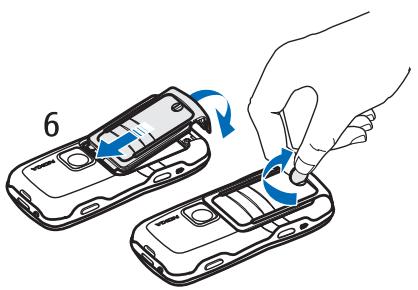 NOKIA 5500 - Insert a SIM card, microSD card and battery - 7