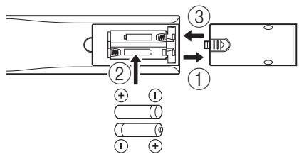 YAMAHA BS-S1067 - Insertion des piles dans la télécommande - 1