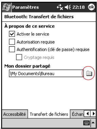 HP iPAQ Pocket PC serie h2200 - Définition d'un dossier partagé - 1