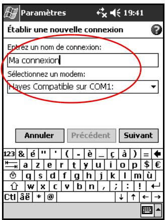 HP iPAQ Pocket PC serie h2200 - Utilisation d'une carte modem - 4