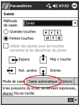 HP iPAQ Pocket PC serie h2200 - Modification des options de suggestion de mots - 1