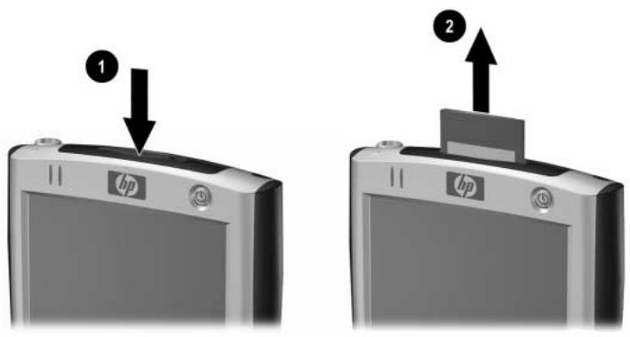 HP iPAQ Pocket PC serie h2200 - Retrait d'une carte d'extension secure digital - 1