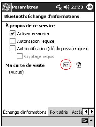 HP iPAQ Pocket PC serie h2200 - Sélection d'informations de cartes de visite - 1