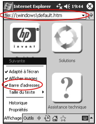 HP iPAQ Pocket PC serie h2200 - Saisie d'une adresse internet - 3