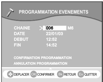 SAGEM ITD64FTAC - 7-12-2 Programmation événements - 2