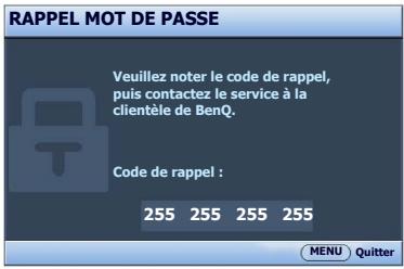 BENQ MS524 - Procédure de rappel de mot de passe - 1