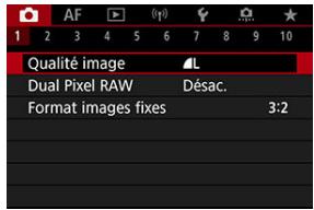CANON EOS R10 - Affichez l'écran du menu. - 1