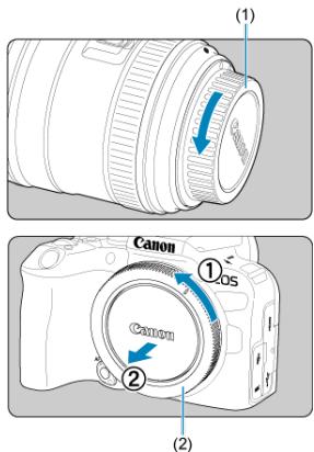 CANON EOS R10 - Retirez les bouchons. - 1
