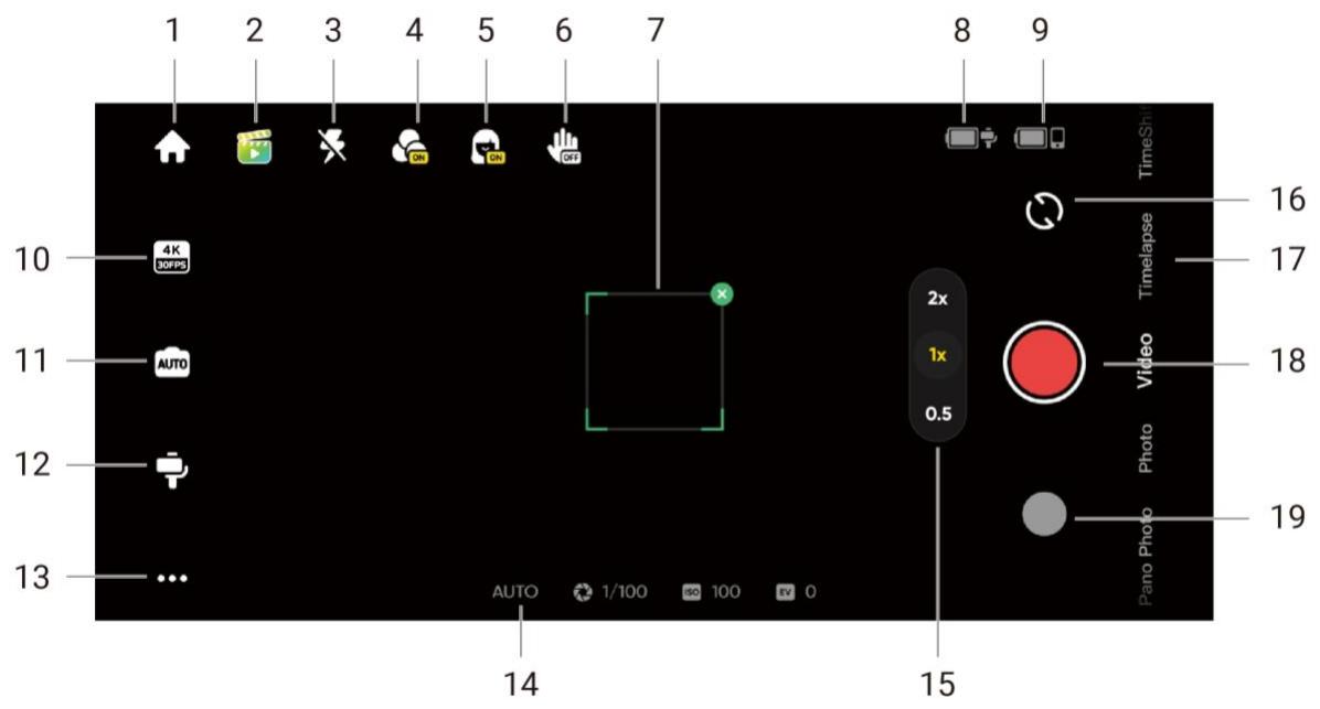 INSTA360 Flow 2 - Interface de prise de vues - 1