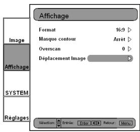 OPTOMAR HD81 - Réglage déplacement image - 1