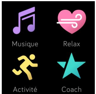 FITBIT versa lavande - Affichage de l'horloge et des applications - 1