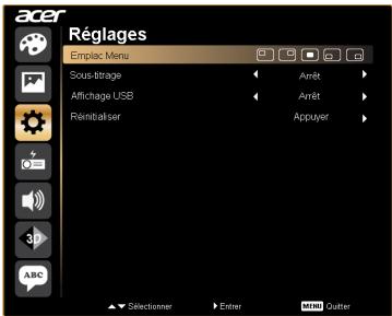 ACER K330 - Réglage - 1
