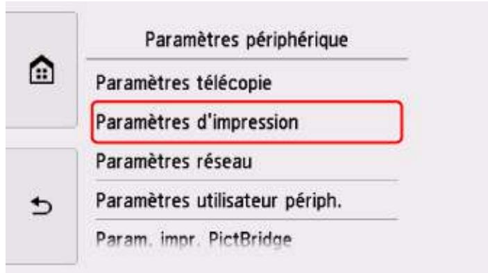 CANON PiXMA TR8550 - Modification des paramètres à partir du panneau de contrôle - 4