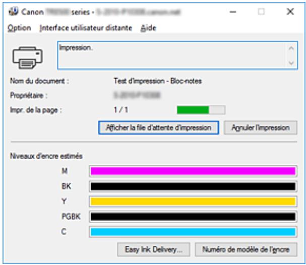 CANON PiXMA TR8550 - Description de l'écran d'état d'imprimante canon IJ - 1
