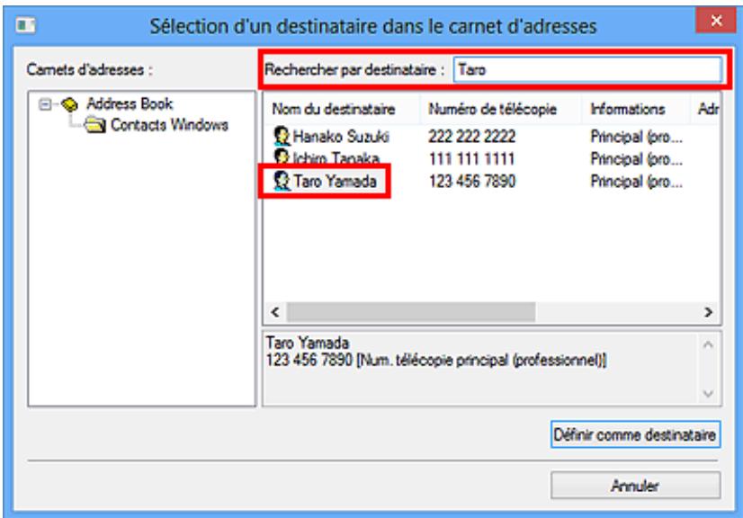 CANON PiXMA TR8550 - Recherche un destinataire dans un carnet d'adresses (pilote de télécopie) - 2
